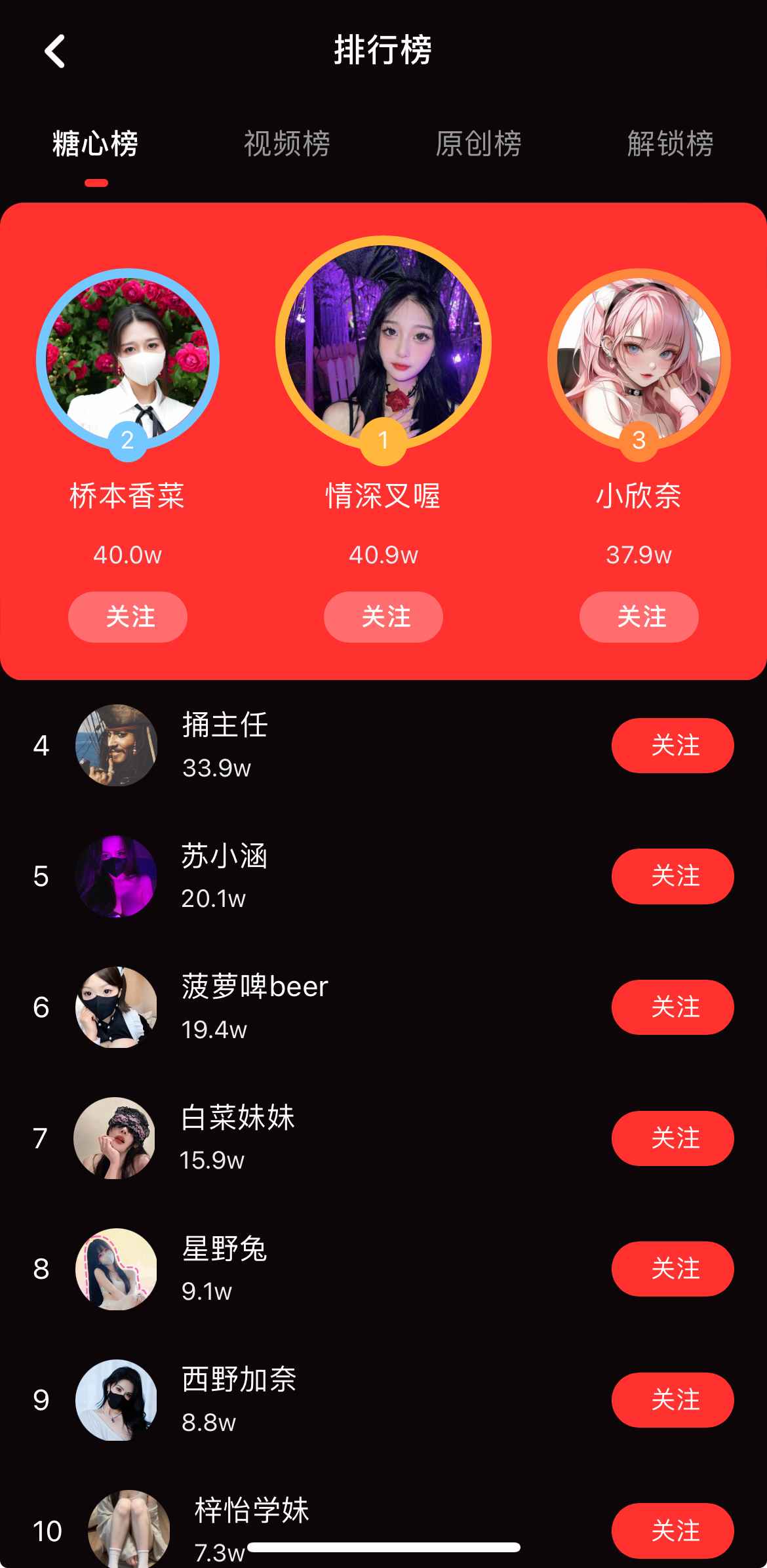 糖心Vlog排行榜频道截图